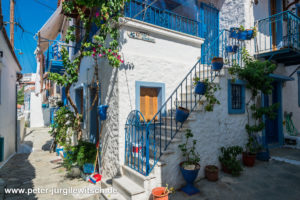 In der Plaka von Skiathos Stadt In der Plaka von Skiathos Stadt