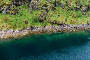 Glasklares Wasser im Trollfjord auf den Lofoten