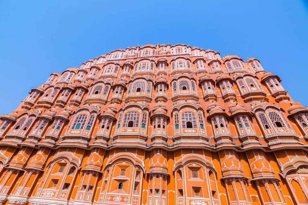 Der Kontinent Asien Der Palast der Winde in Jaipur/Indien