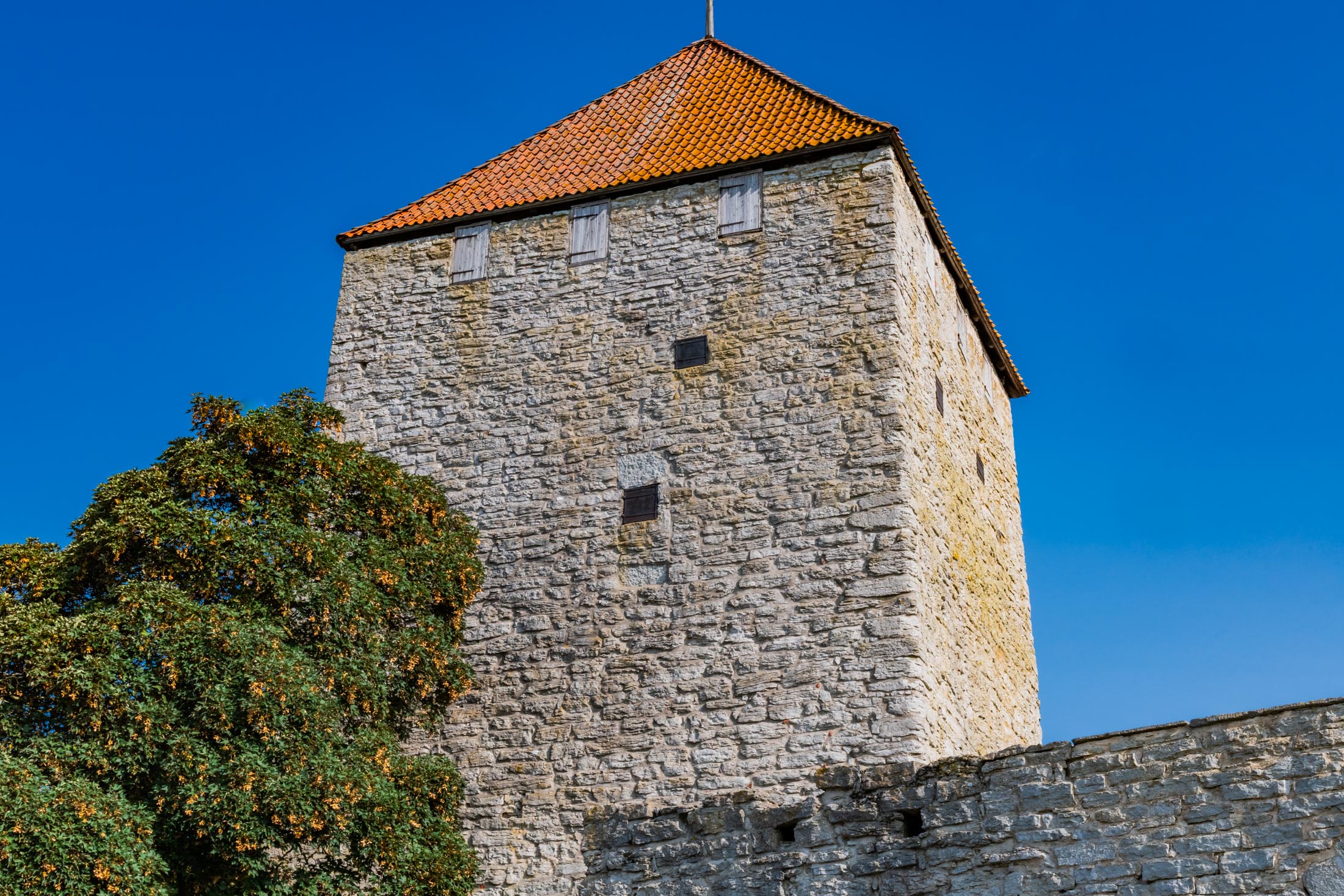 Stadtmauer von Visby auf Gotland Kruttornet (Lambtornet) in der Stadtmauer von Visby