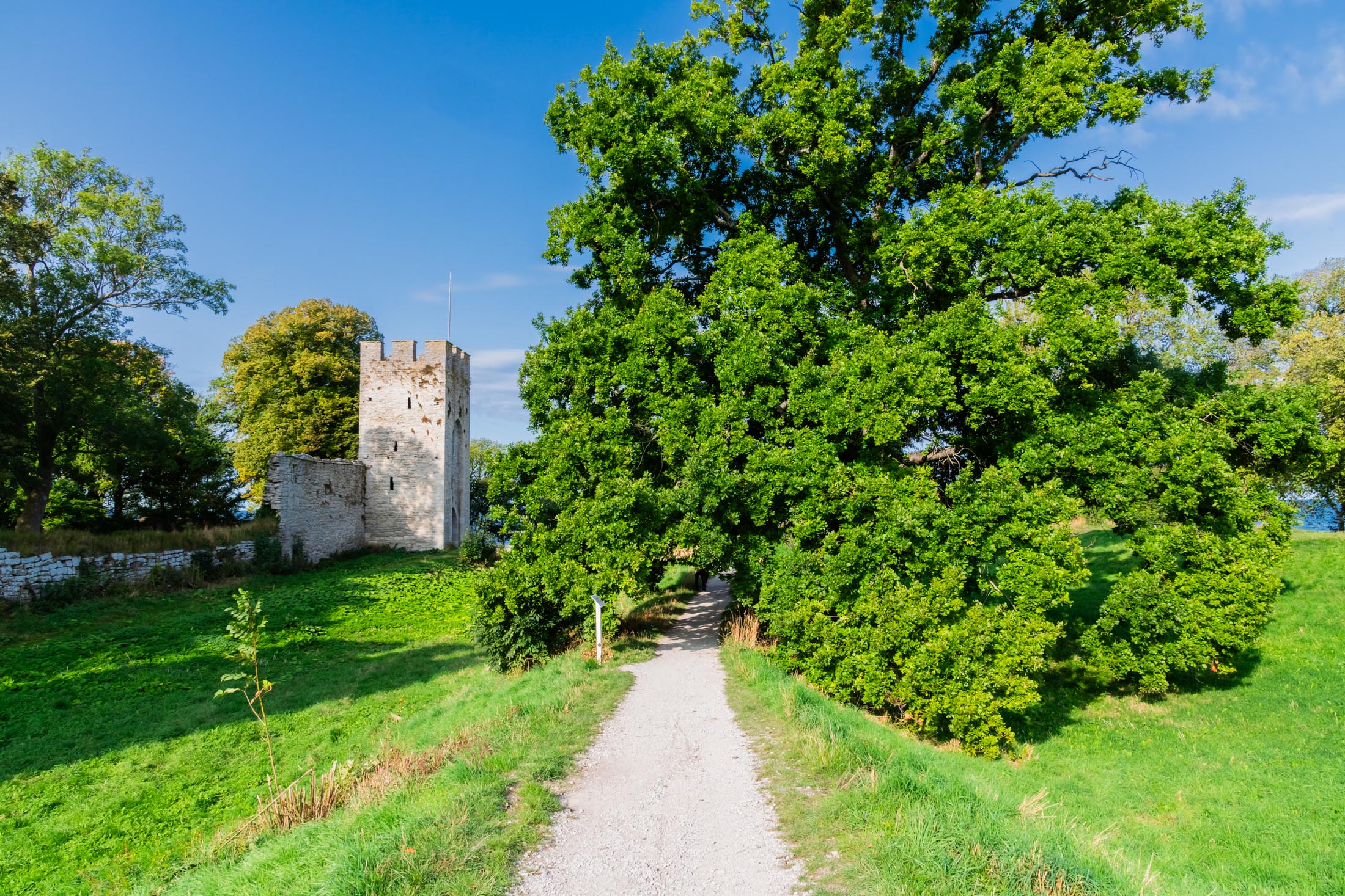 Stadtmauer von Visby auf Gotland Weg an der Stadtmauer von Visby